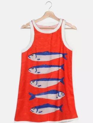 Below Deck Mediterranean S10 Aesha Scott Orange Fish Print Dress