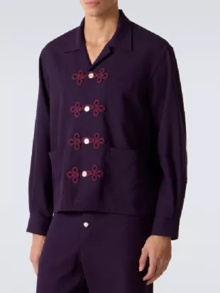 Live with Kelly & Mark Colman Domingo Purple Embroidered Shirt