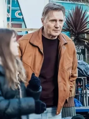 4 Kids Walk Into a Bank Liam Neeson Brown Jacket