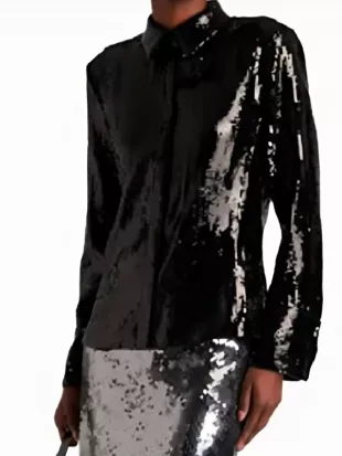 The Today Show Michelle Collins Black Sequin Shirt
