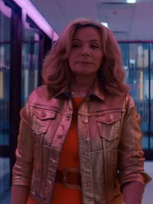 Glamorous 2023 Kim Cattrall Golden Jacket