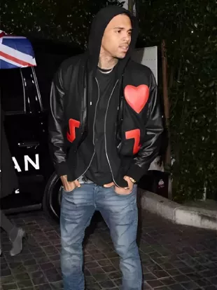 Chris Brown Red Heart Black Jacket