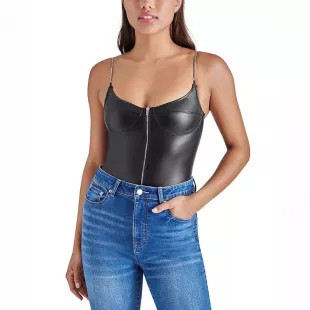 Faux Leather Chain Strap Bodysuit