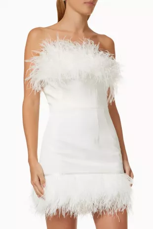Lola Blanc Mini Feather Dress in White