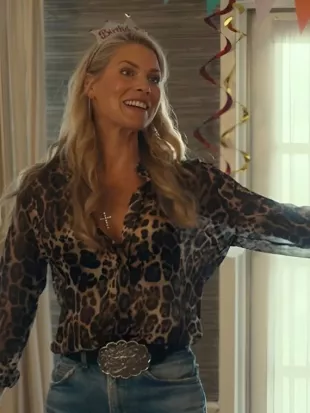 Landman Season 2 Ali Larter Leopard Printed Blouse