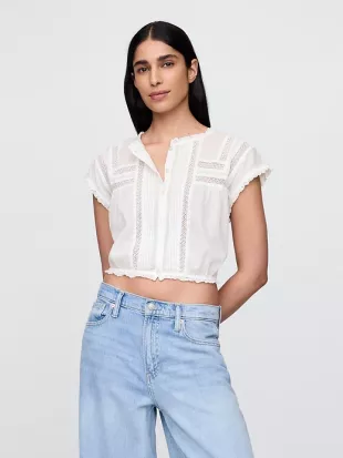 Ruffle Pintuck Crop Top