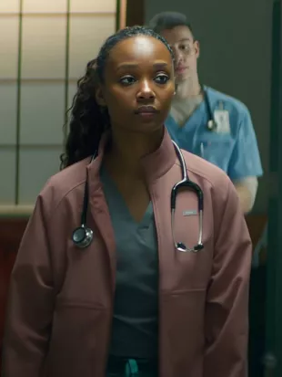 Brilliant Minds S2 Ashleigh LaThrop Pink Scrub Jacket