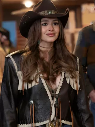 Brilliant Minds S02 Celeste Desjardins Fringed Leather Jacket