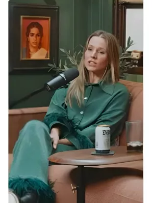 The Today Show Kristen Bell Green Feather Trim Pajama Pant Set