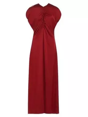 Maria Silk Ruched Maxi Dress