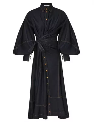 Denim Wrap Maxi Dress