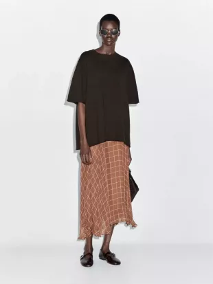 Long Flowing Skirt With Checked Detail