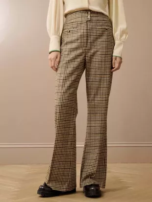 Flared Pure Wool Trousers