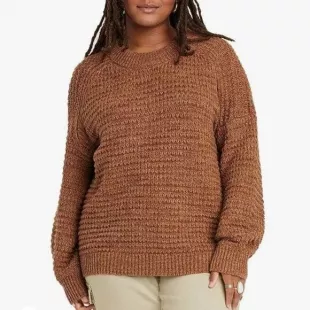 Brown Crew Neck Pullover Sweater