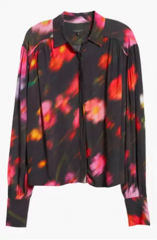 Aubrey Floral Print Button Up Top