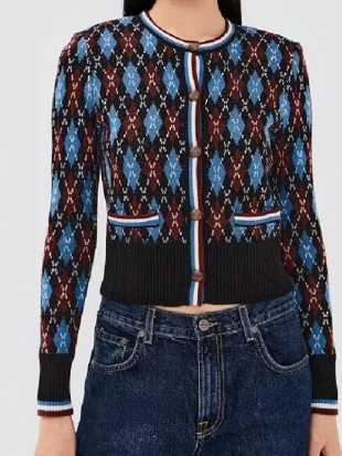 The View Joy Behar Argyle Knit Cardigan