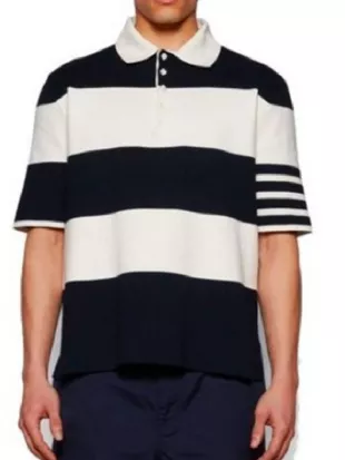 Sistas S10 Black & White Striped Polo Tee