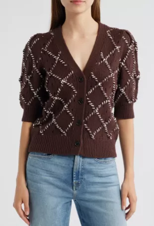Isla Whipstitch Elbow Sleeve Cardigan