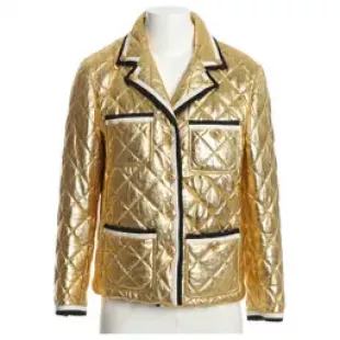 Patch Pocket Leather Jacket Gold