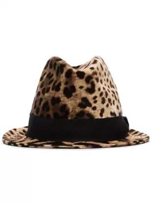 Leopard-print Cotton-blend Fedora Hat