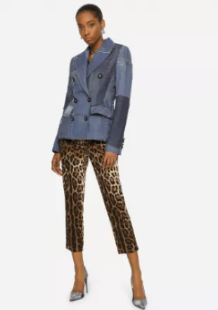 Leopard-print Drill Pants