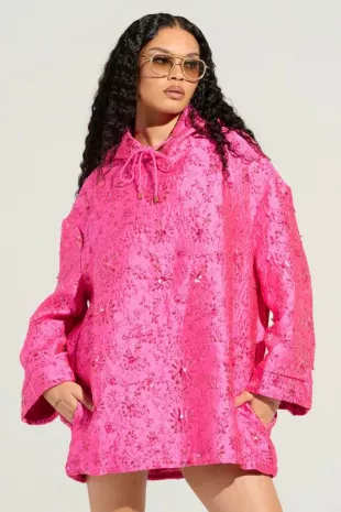 Woke Up Like This Brocade Sweatshirt Dress