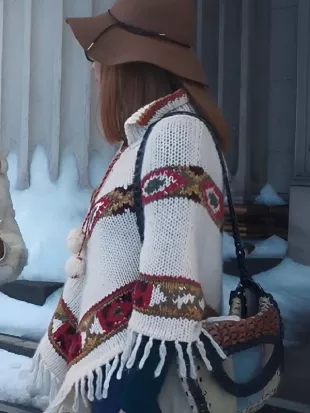 Palm Royale S02 Wool Poncho