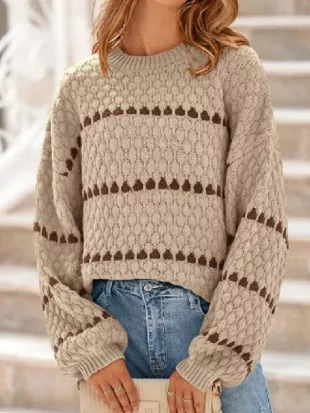 Fixer to Fabulous S07 Jenny Marrs Cream & Brown Striped Sweater
