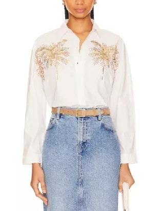 Married to Medicine S12 Simone Whitmore Palm Embellish Shirt