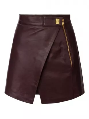 Asymmetrical Leather Mini Skirt
