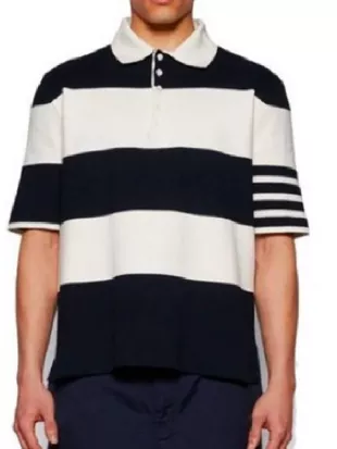 Sistas S10 Black & White Striped Polo Tee