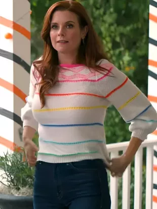 Sweet Magnolias JoAnna Garcia Swisher Rainbow Striped Sweater