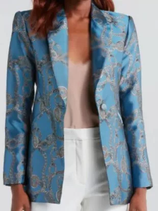 Days of our Lives Kate Roberts Blue Chain Print Blazer