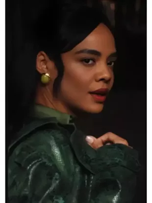 His & Hers S01 Tessa Thompson Snake Print Trench Coat