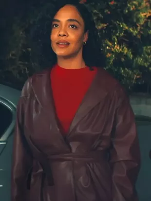 His & Hers 2026 Tessa Thompson Leather Belted Blazer