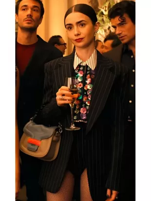Emily In Paris Season 5 Lily Collins Pinstripe Blazer
