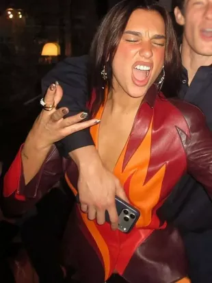New Year 2026 Dua Lipa Leather Blazer