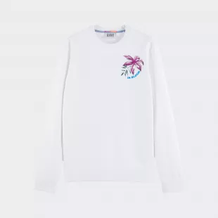 Sweatshirt em malha jacquard e estampado Scotch & Soda em Branco | Homem | Comprar Online