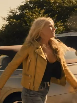 Landman Ali Larter Gold Leather Jacket
