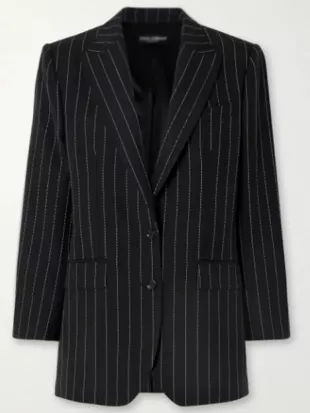 Emily In Paris S05 Lily Collins Pinstripe Black Blazer