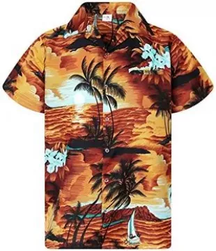 Shirt Short-Sleeve Casual-Button-Down Hawaii-Vacation