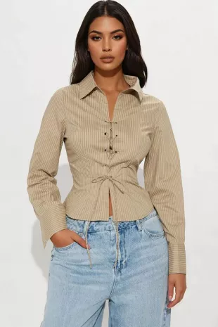 Sierra Lace Up Pinstripe Shirt