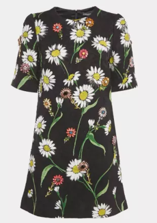Black Floral Short Sleeve Mini Dress