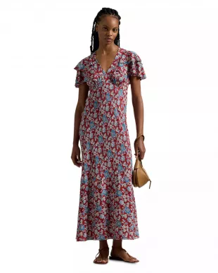 Floral Print Silk Dress