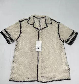 Crochet Knit Button Down Shirt