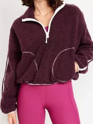 Abbott Elementary S05 Janine Teagues Burgundy Sherpa Jacket