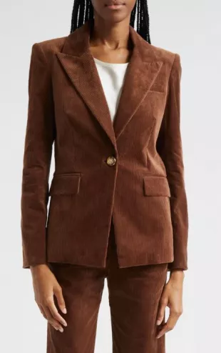 Reagan Corduroy Blazer in Dark Cocoa