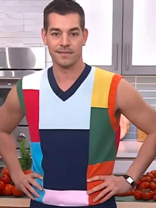 The Today Show 2026 Matt Rogers Colorblock Patchwork Sweater Vest