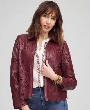Cutout Faux Leather Jacket