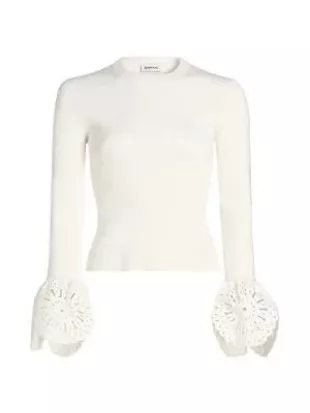 Elyse Crochet-Trim Sweater
